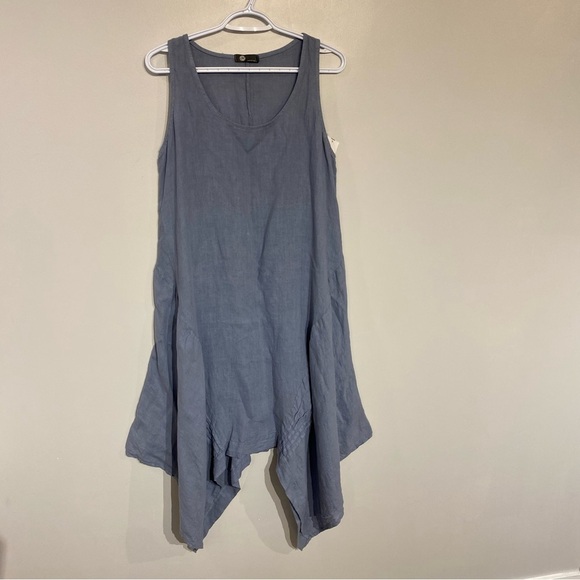 New with tags M Linen dress made in Italy asymmetrical flowy summer dress - Picture 8 of 12